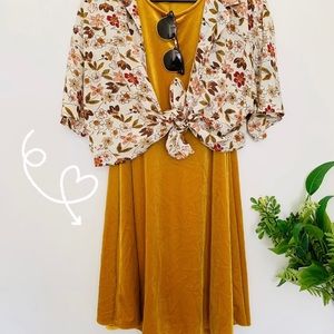 Mustard Yellow Velvet Slip Dress